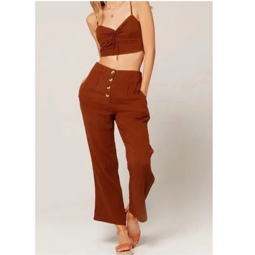 L*space Georgie rust burnt orange brown cotton gauze pant